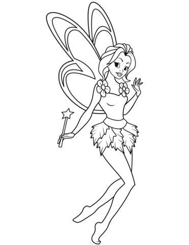 Fairy With Magic Stick Coloring Page